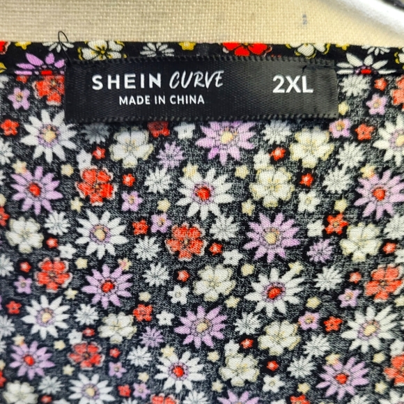 Boho Floral All Over Print Tie Waist Dress Size 2X - Picture 2 of 13